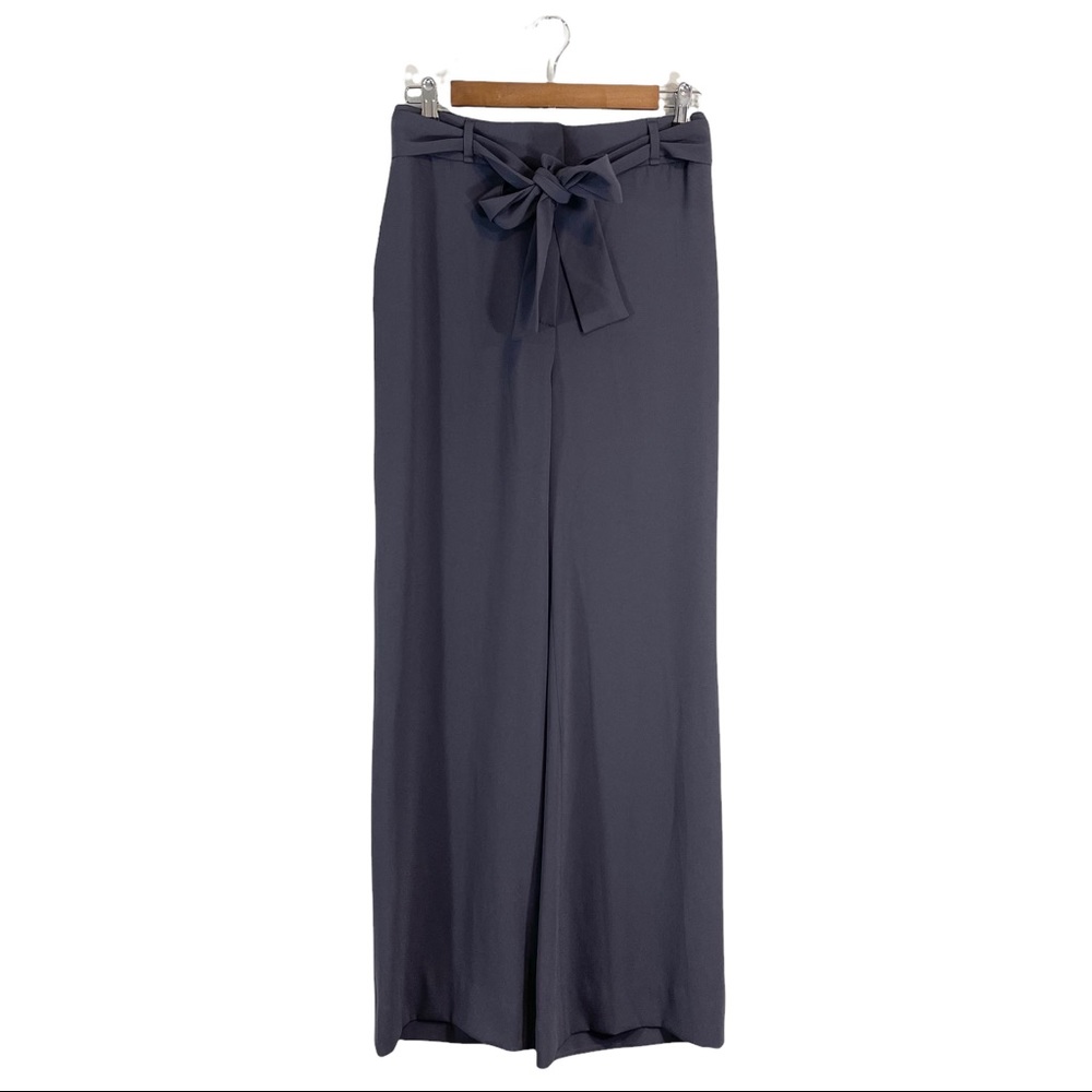 Aritzia Babaton Quillian Pants Charcoal Gray Tie Waist Wide Leg, Size 6